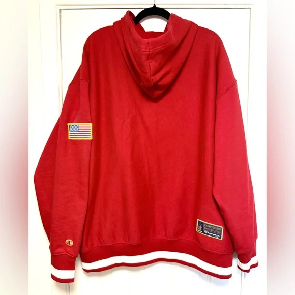Champion Red USA Men's Hoodie - Picture 7 of 11